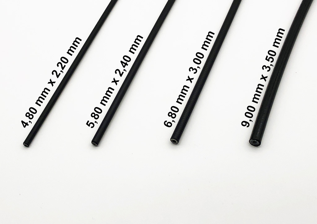 Bowdenzughülle Außen 4,80 mm, Innen 2,20 mm, passend für Seildurchmesser 1,25 mm und 1,50 mm